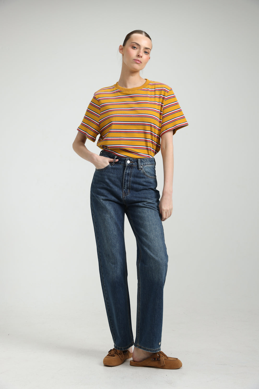 Simpla Orange Striped T-Shirt
