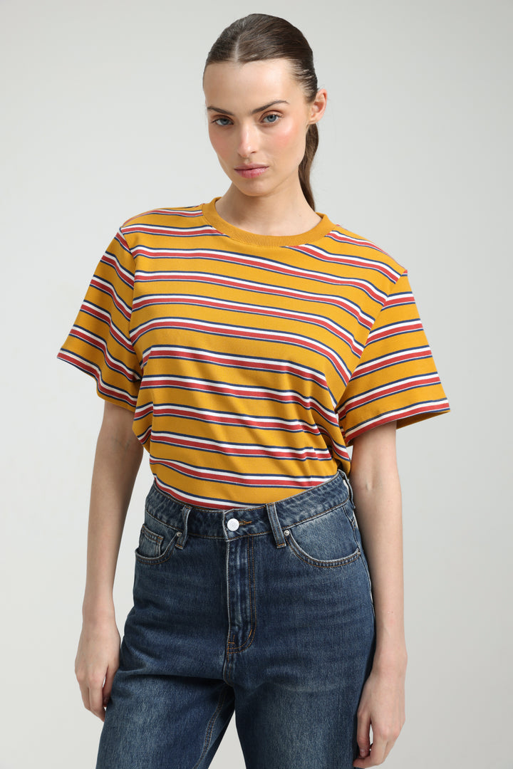 Simpla Orange Striped T-Shirt