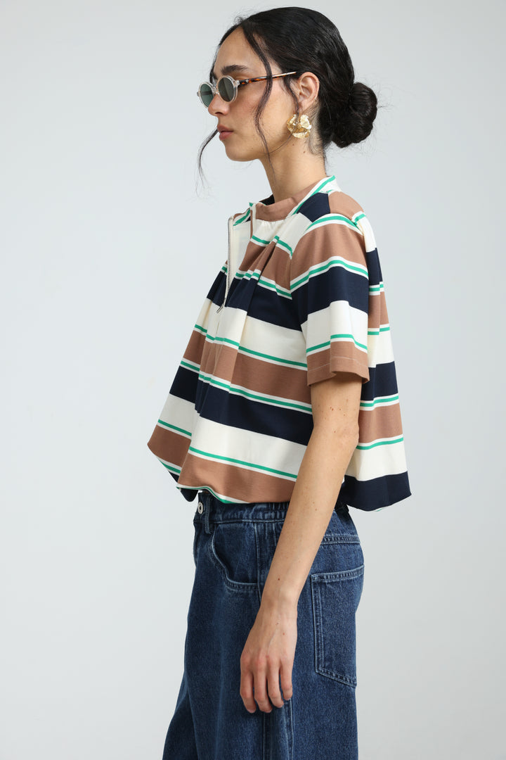 Charm Brown Striped Polo