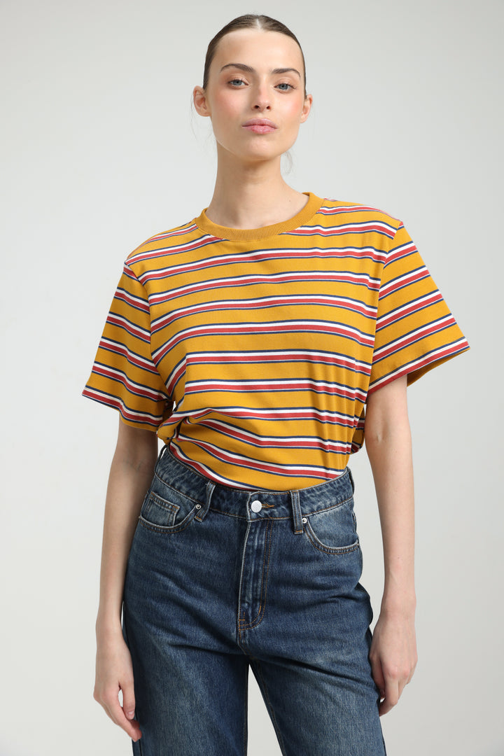 Simpla Orange Striped T-Shirt
