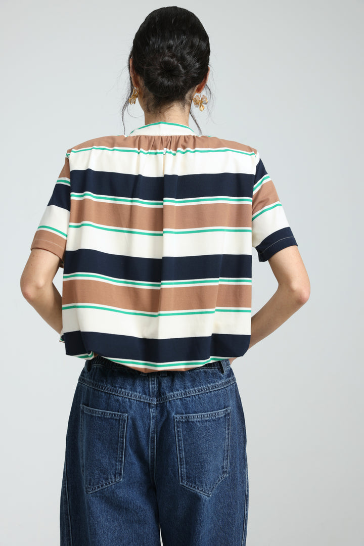 Charm Brown Striped Polo