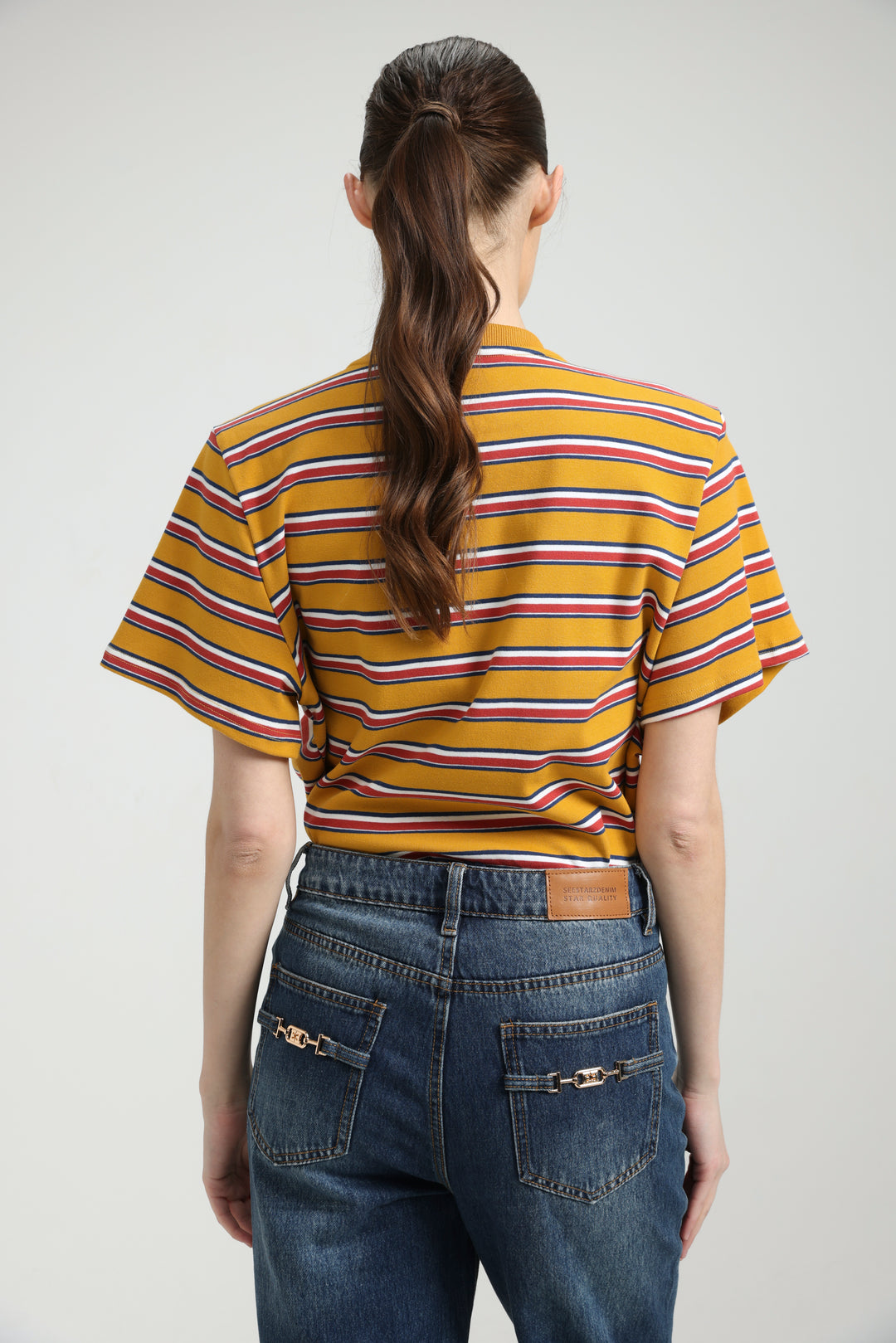 Simpla Orange Striped T-Shirt