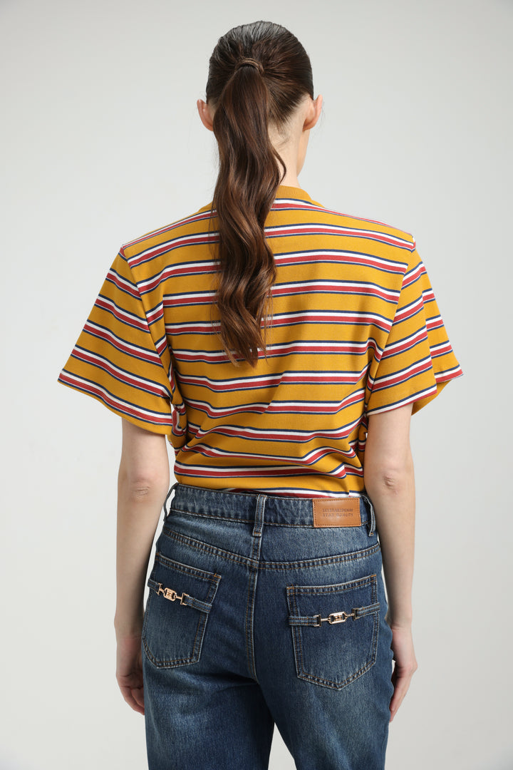 Simpla Orange Striped T-Shirt