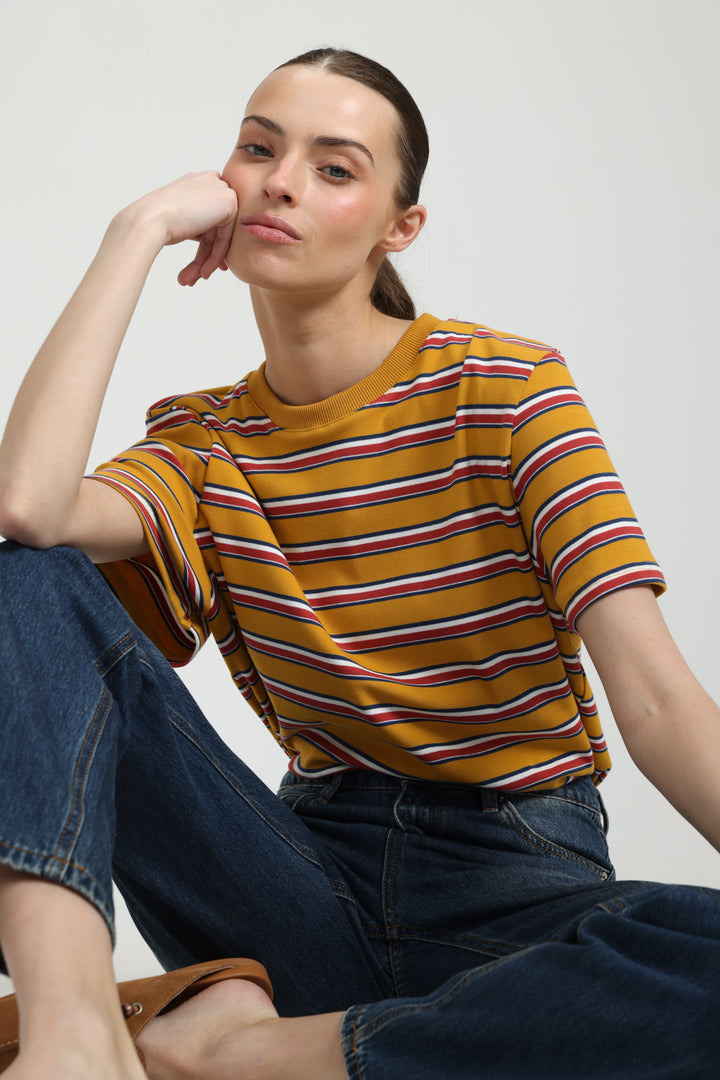Simpla Orange Striped T-Shirt