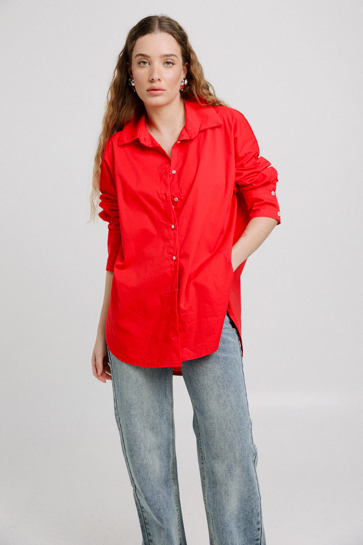 First Thing Red Buttoned Shirt
