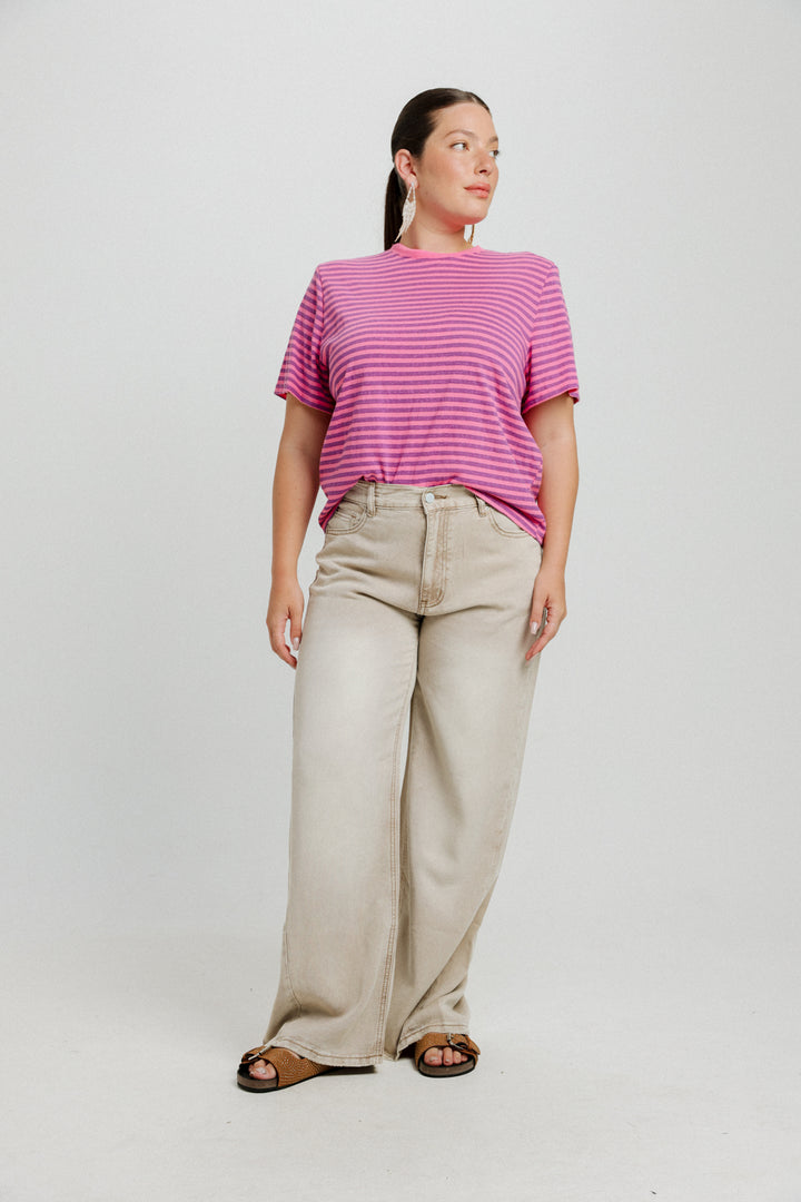 Pioneer Pink Striped Padded T-Shirt