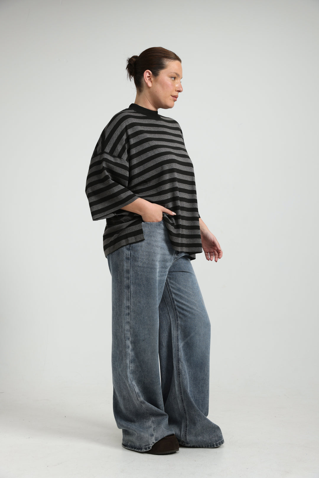 Boyfriend Black Striped T-Shirt