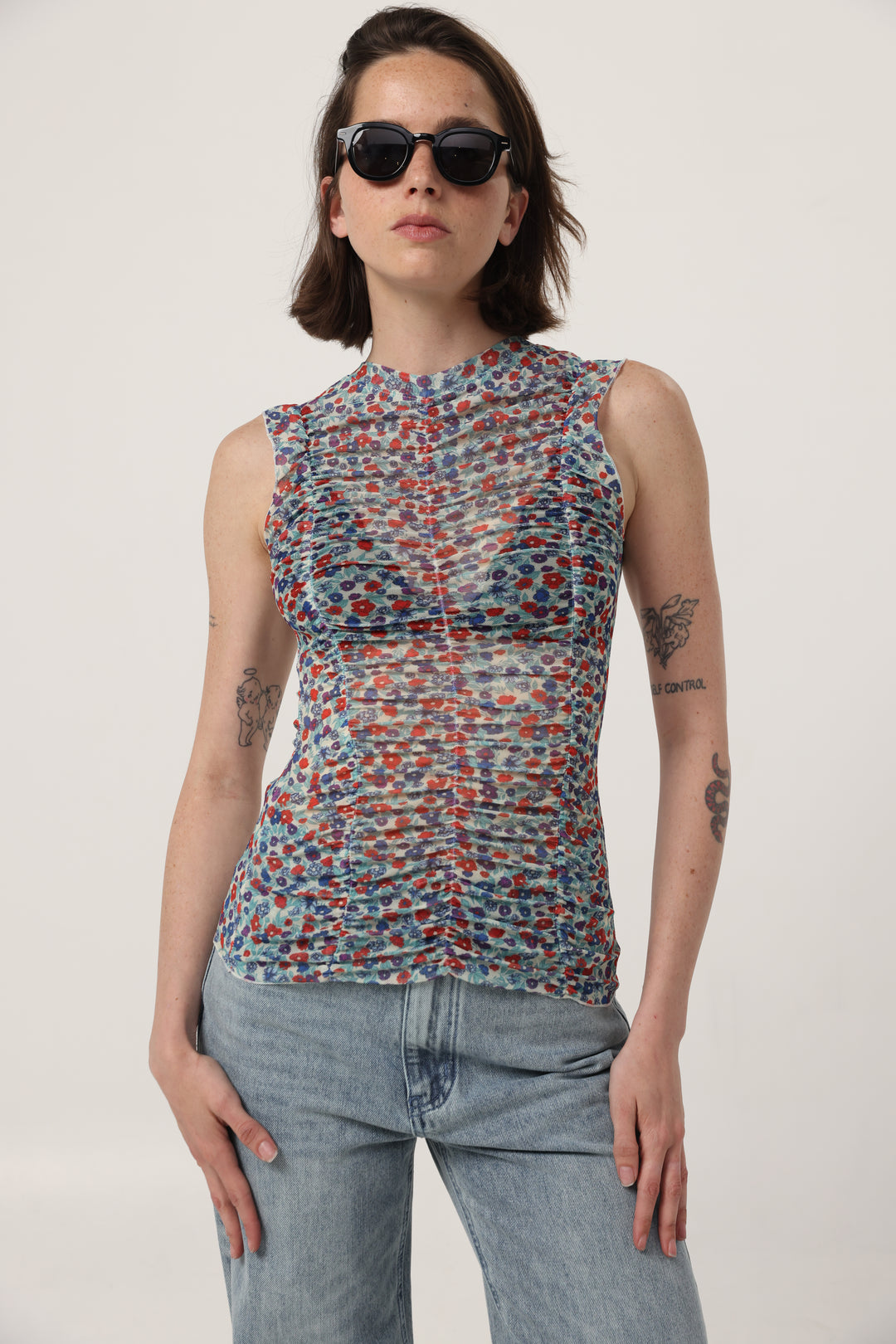 Touch Floral Mesh Tank