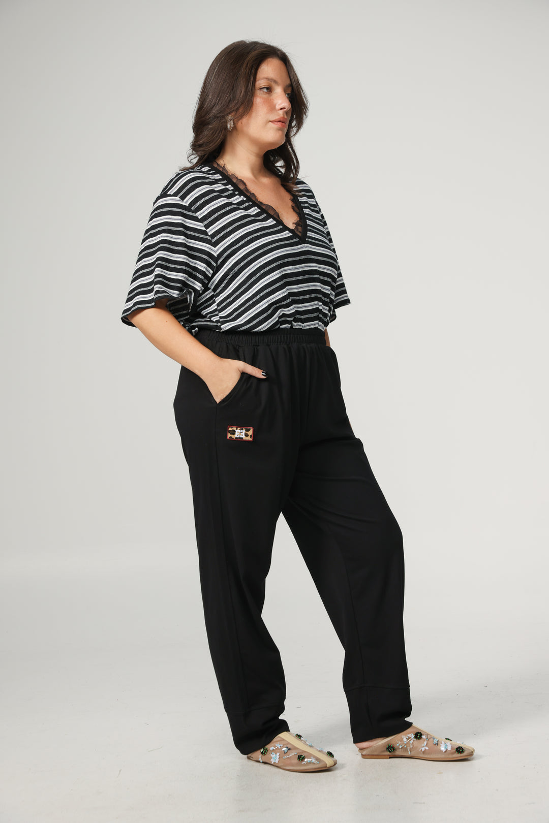 Glow Black Striped T-Shirt