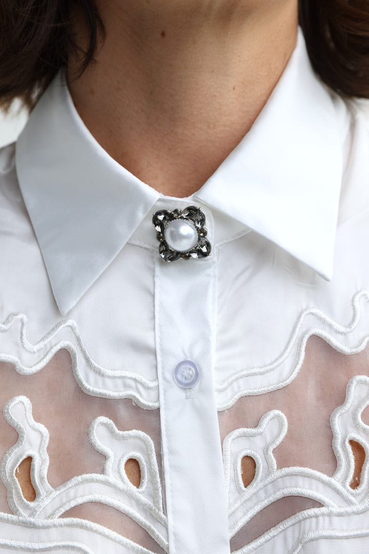Black Crystal Pearl Button