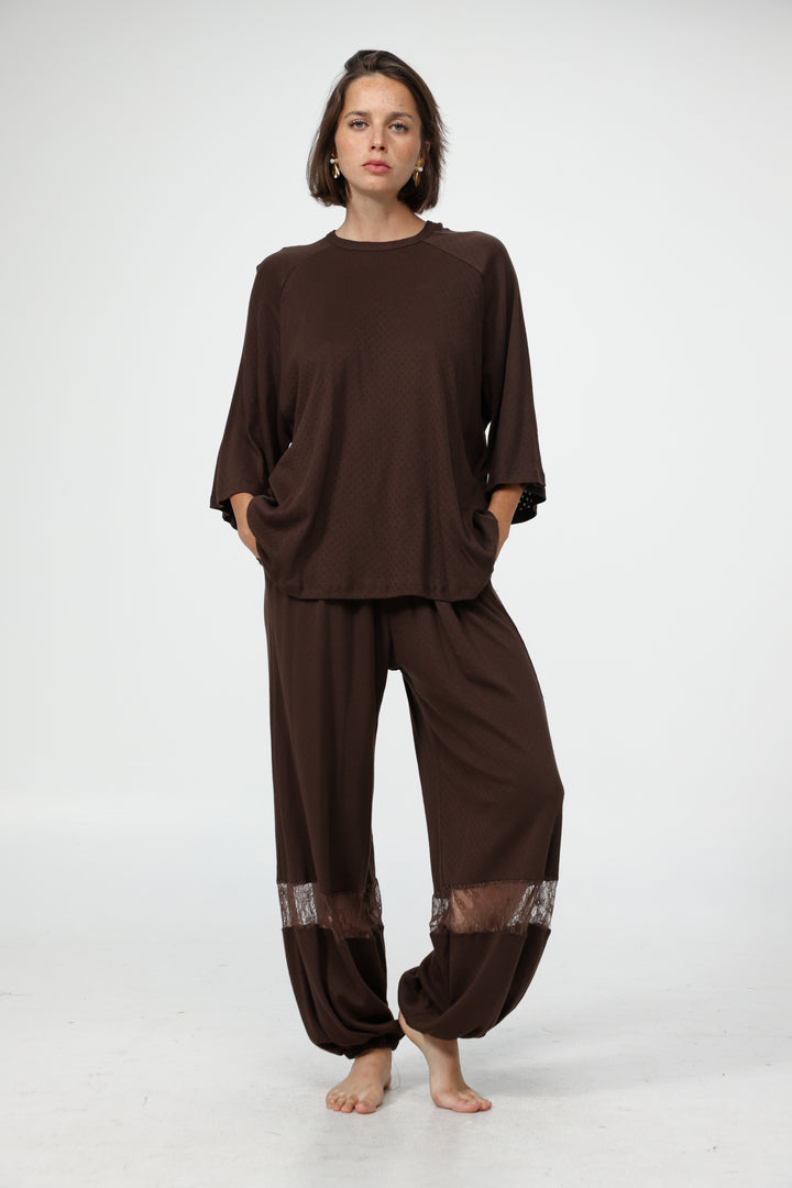 Dona Brown Pajama Set