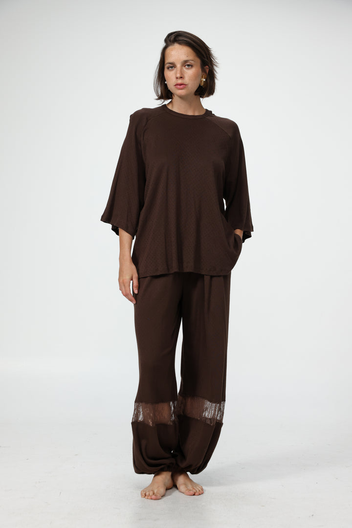Dona Brown Pajama Set