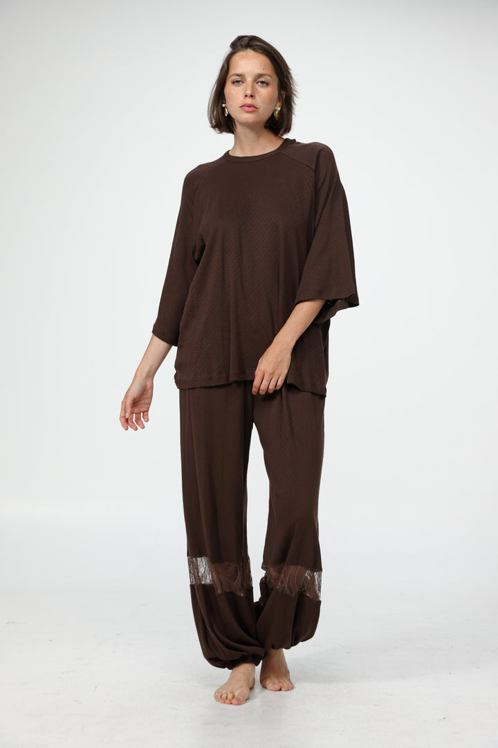 Dona Brown Pajama Set