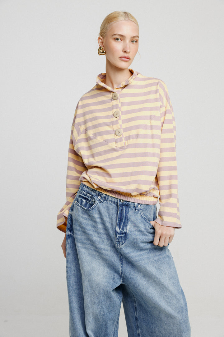 Winter Lilac Striped Sweatshirt