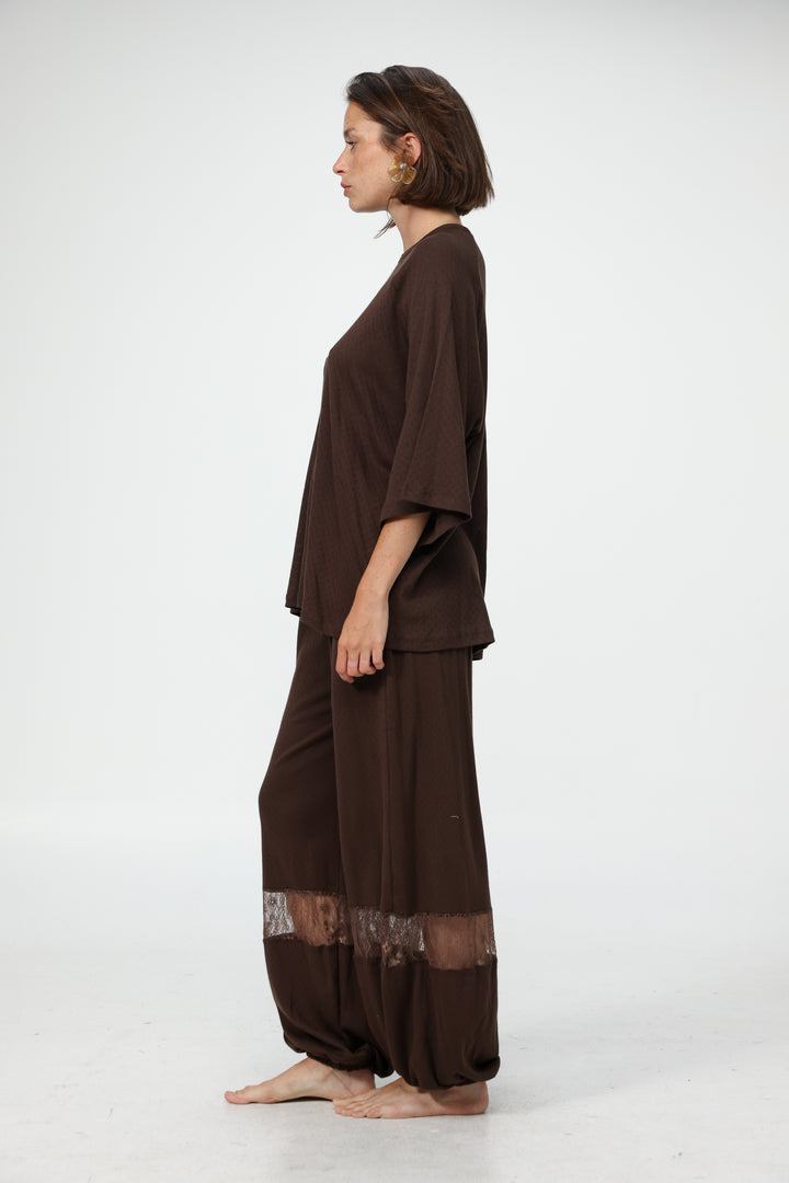 Dona Brown Pajama Set
