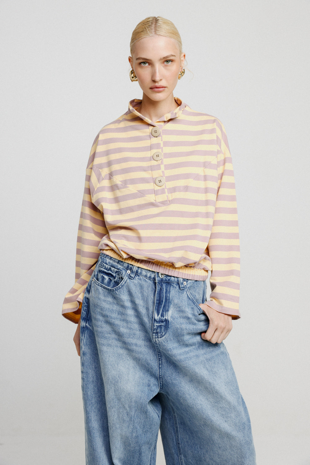 Winter Lilac Striped Sweatshirt