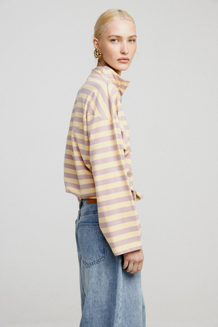 Winter Lilac Striped Sweatshirt