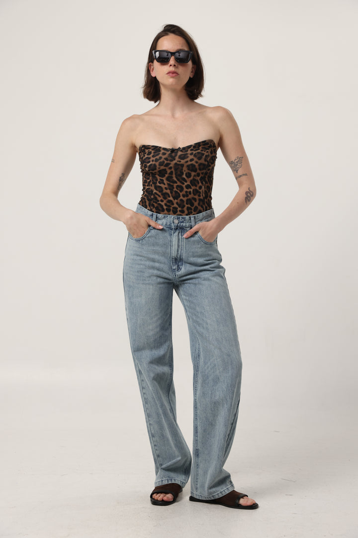 Touch Leopard Strapless Top