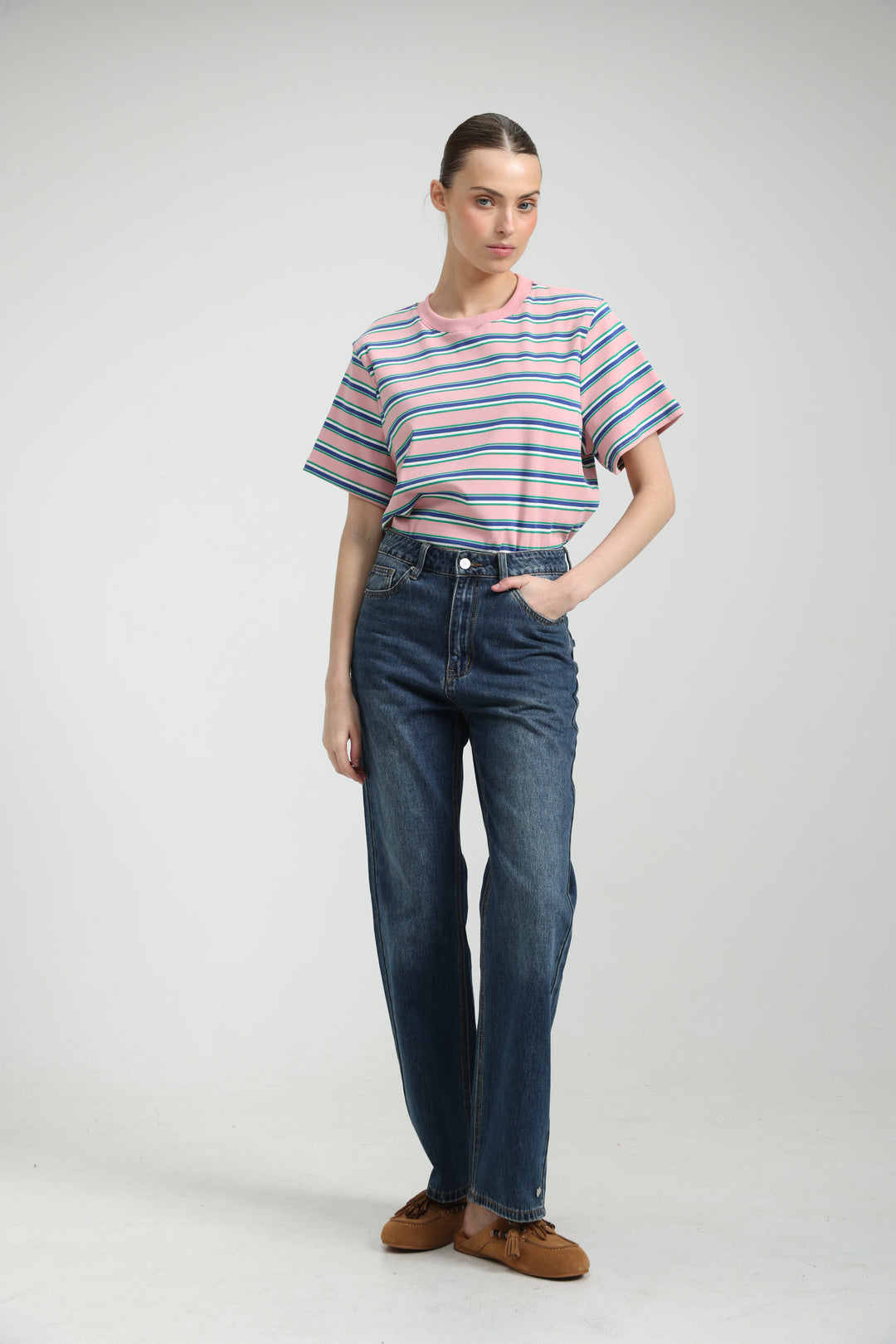Simpla Pink Striped T-Shirt