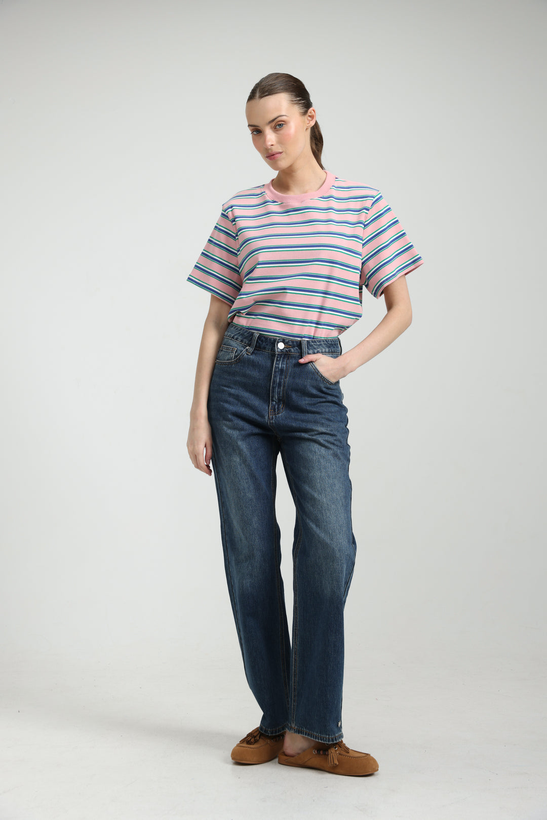 Simpla Pink Striped T-Shirt