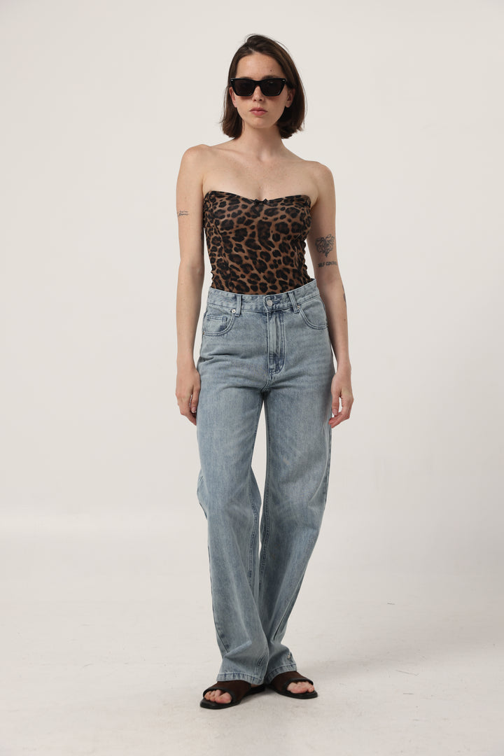 Touch Leopard Strapless Top