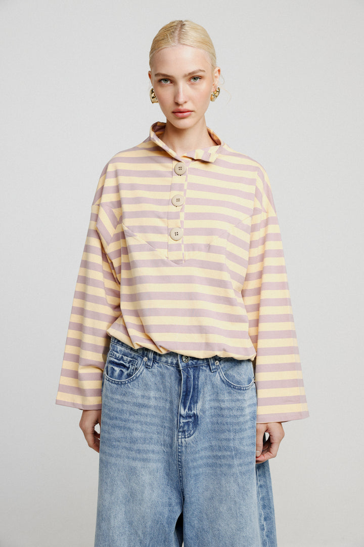 Winter Lilac Striped Sweatshirt