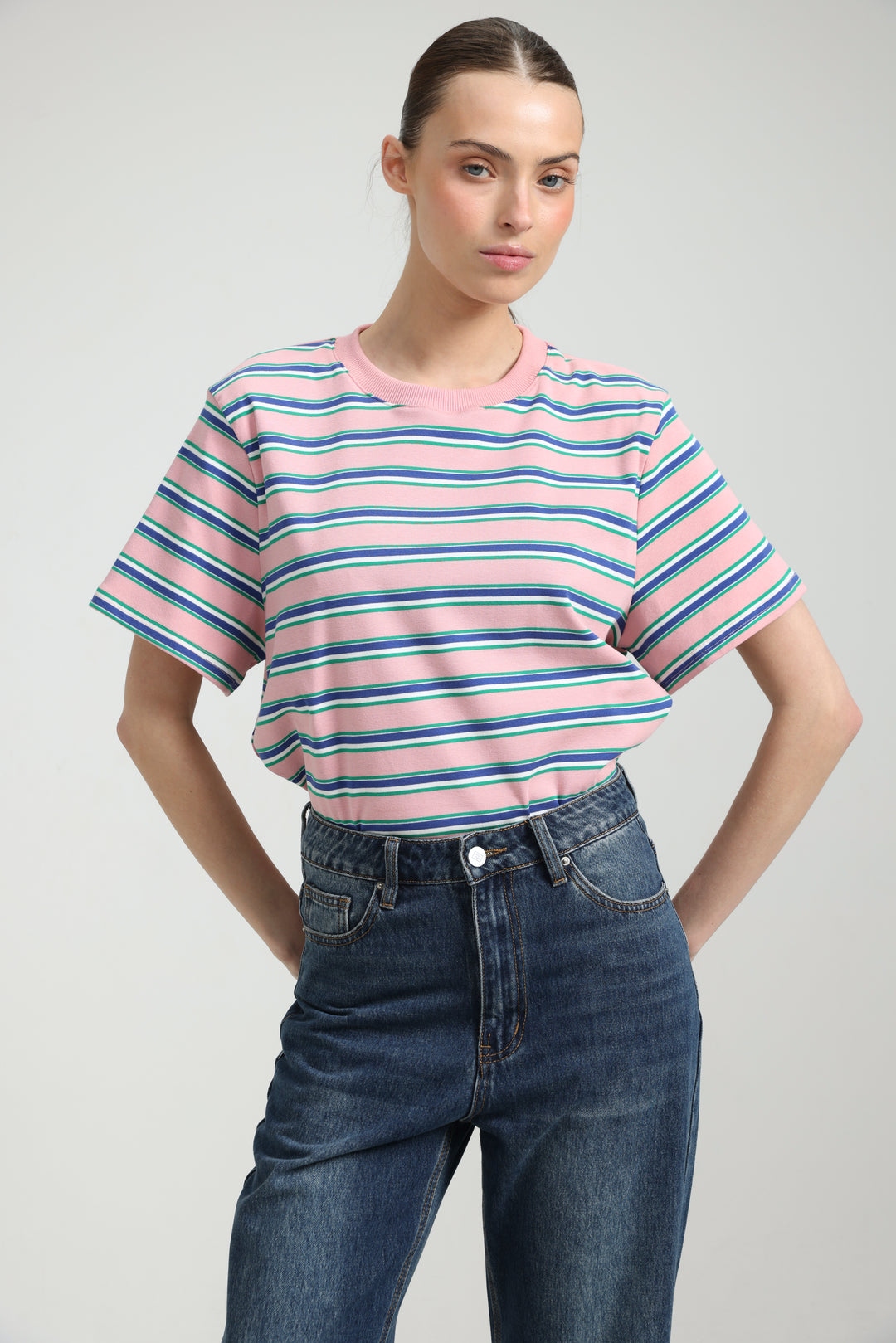 Simpla Pink Striped T-Shirt