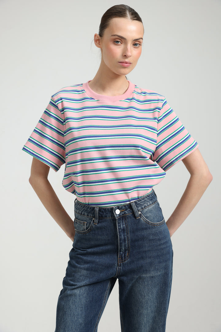 Simpla Pink Striped T-Shirt