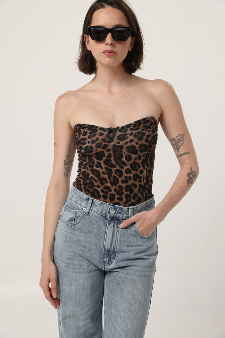 Touch Leopard Strapless Top