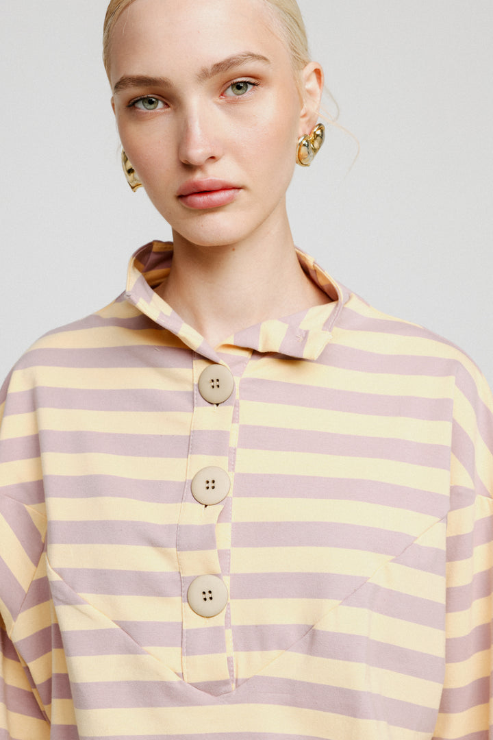 Winter Lilac Striped Sweatshirt