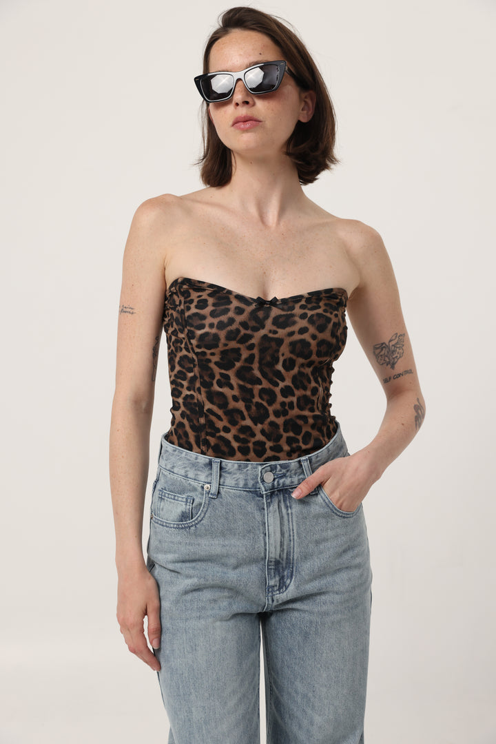 Touch Leopard Strapless Top