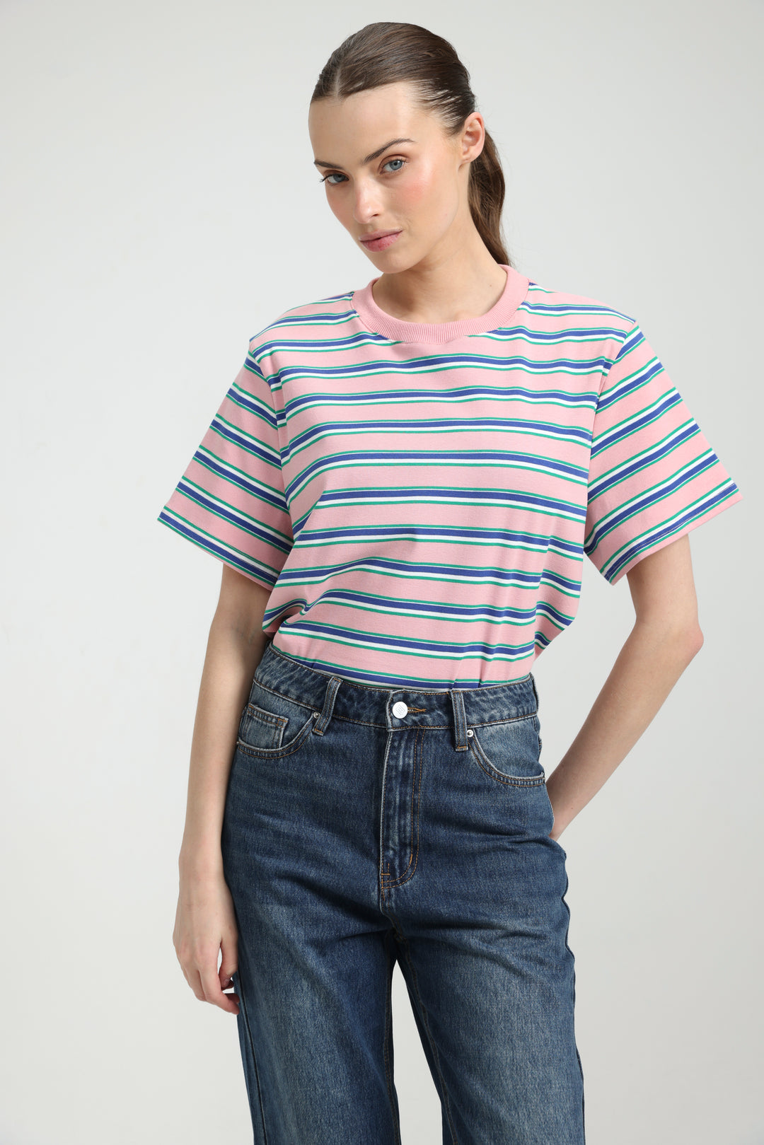 Simpla Pink Striped T-Shirt