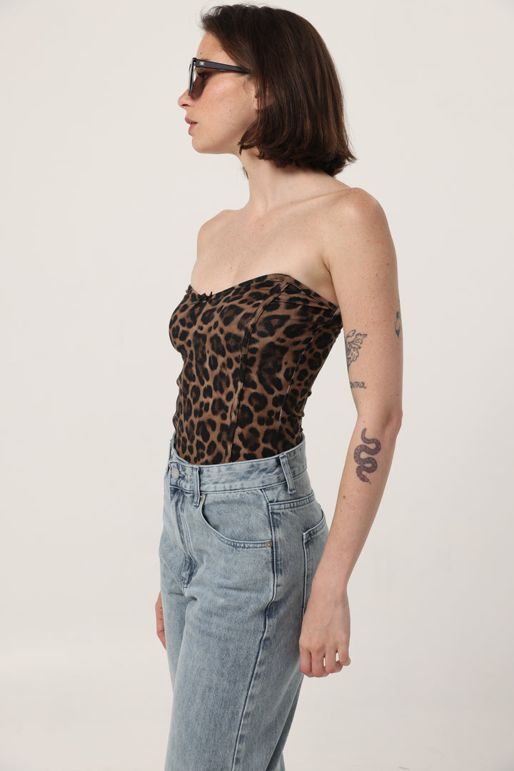 Touch Leopard Strapless Top