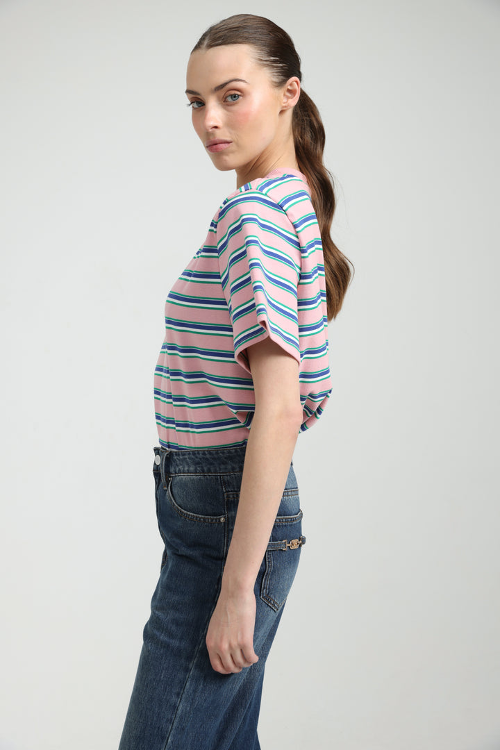 Simpla Pink Striped T-Shirt