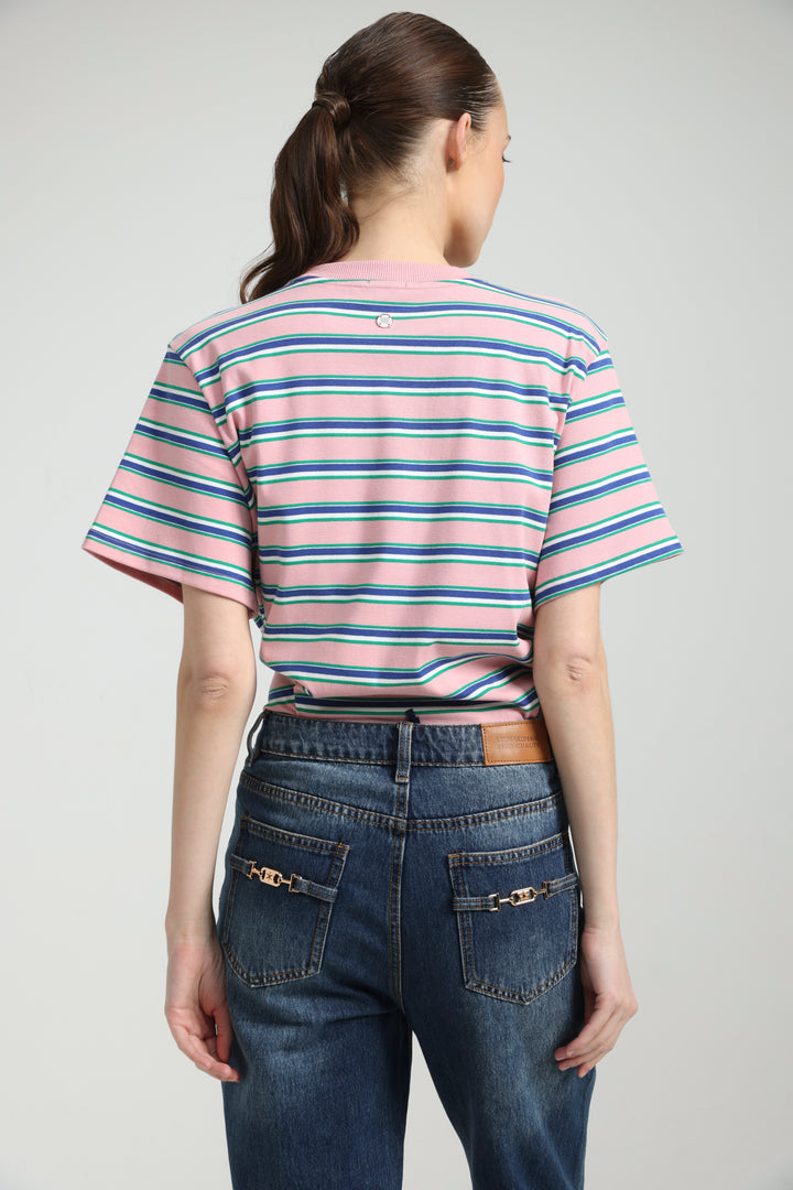 Simpla Pink Striped T-Shirt