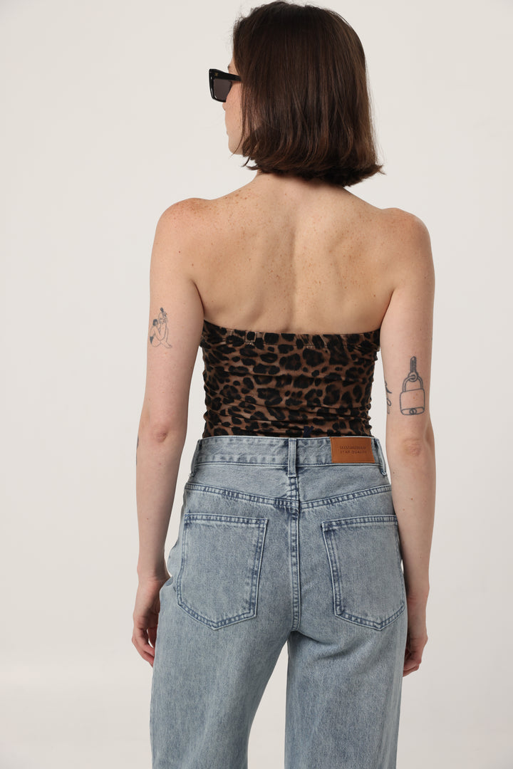 Touch Leopard Strapless Top