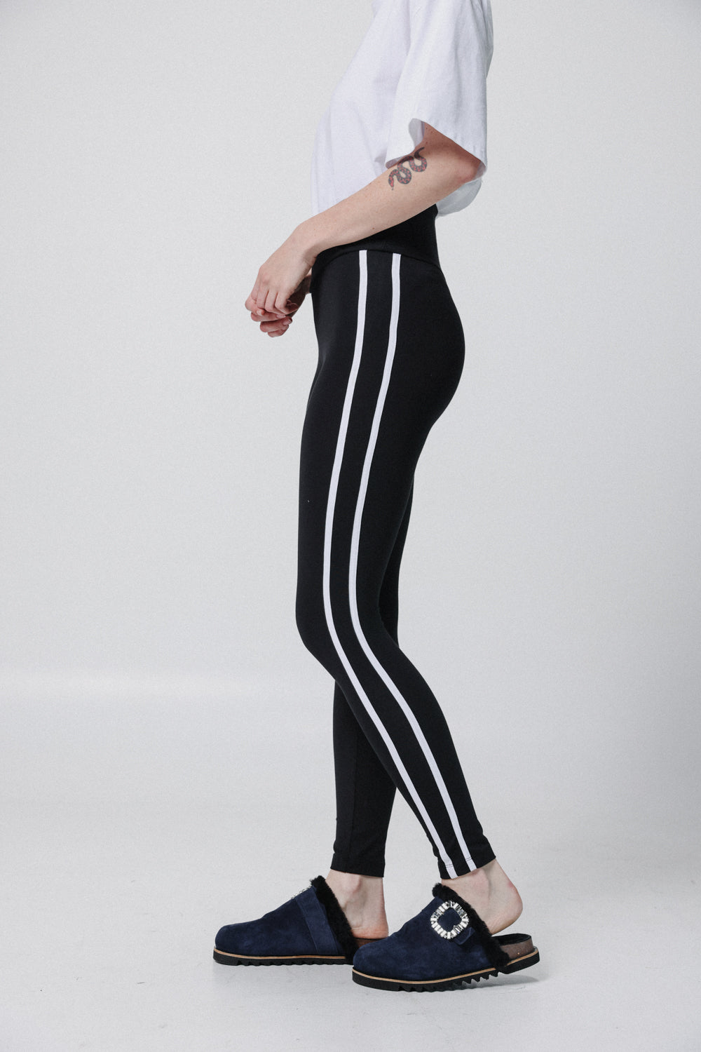 Dani Black&White Striped Leggings