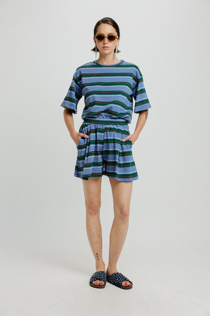 Rock Blue&Green Stripes Shorts