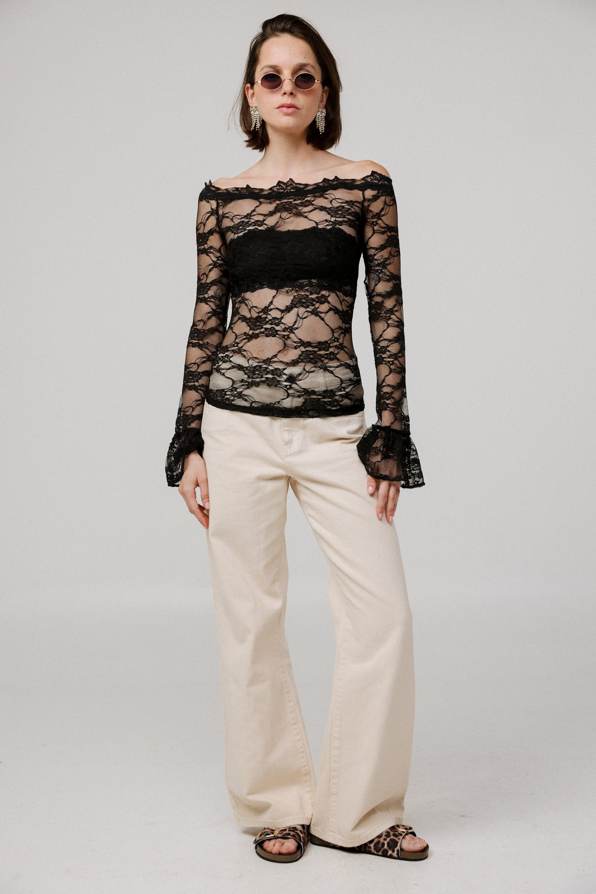 トップス SETUPEXE LACE OFF-SHOULDER TOP SETUP-EXE】LACE OFF- SHOULDER TOP