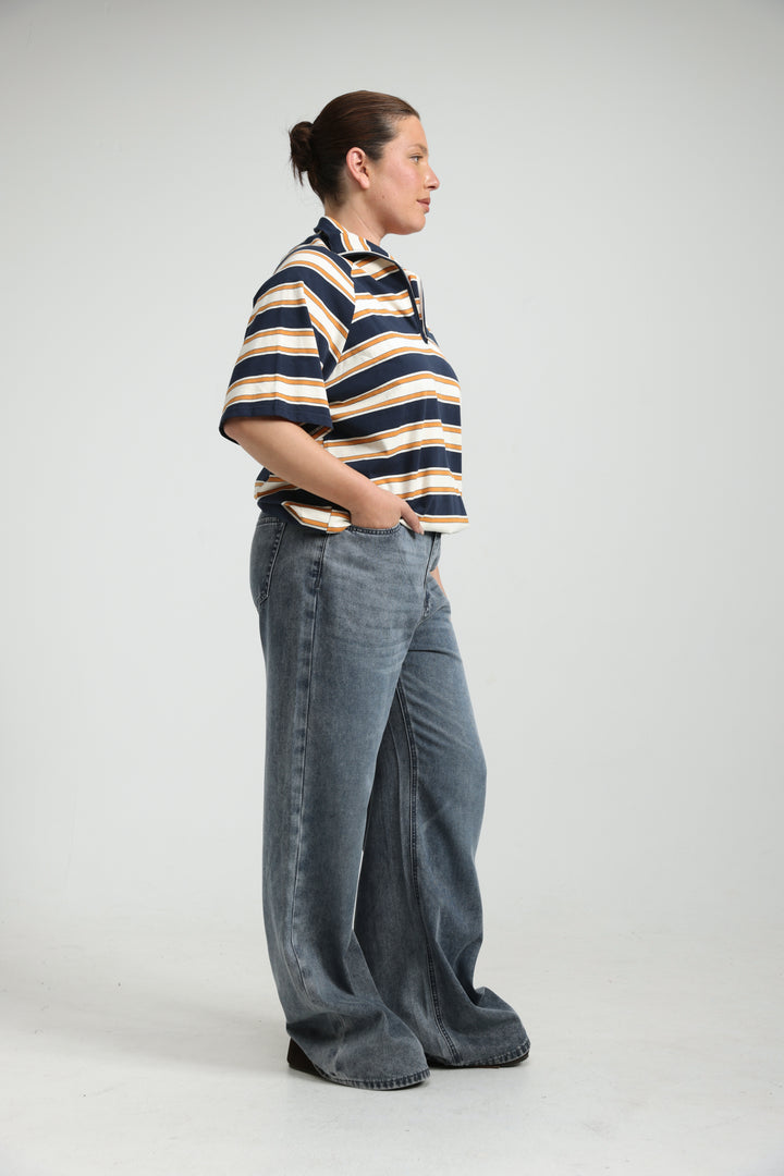 Adamon Navy Striped Polo