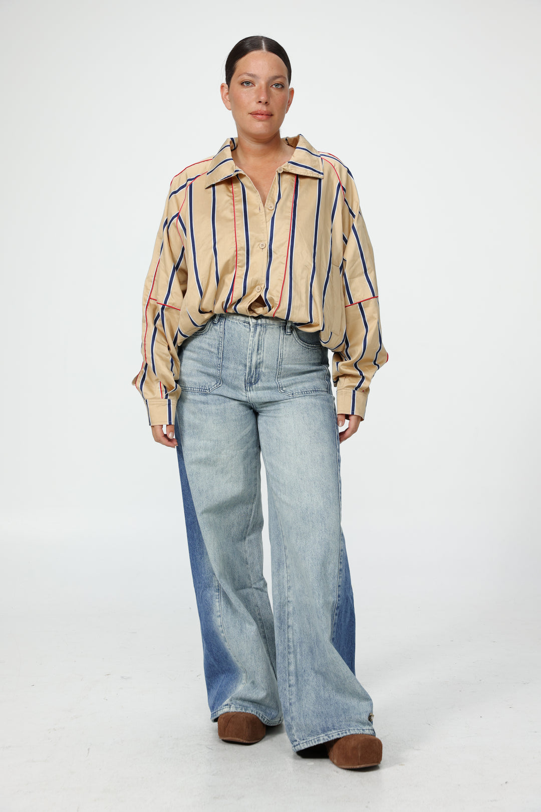 White Piped Buttoned Shirt