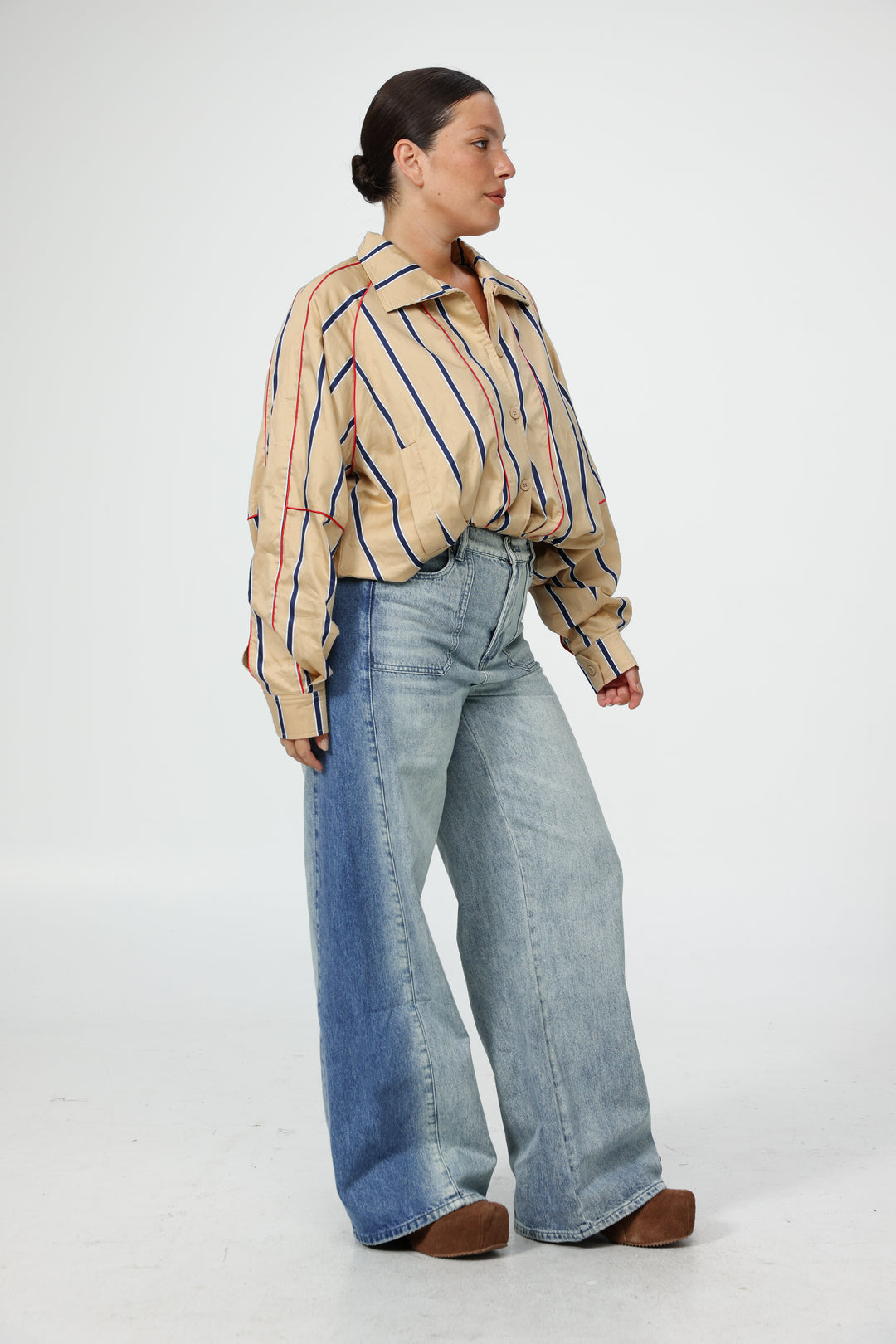 White Piped Buttoned Shirt