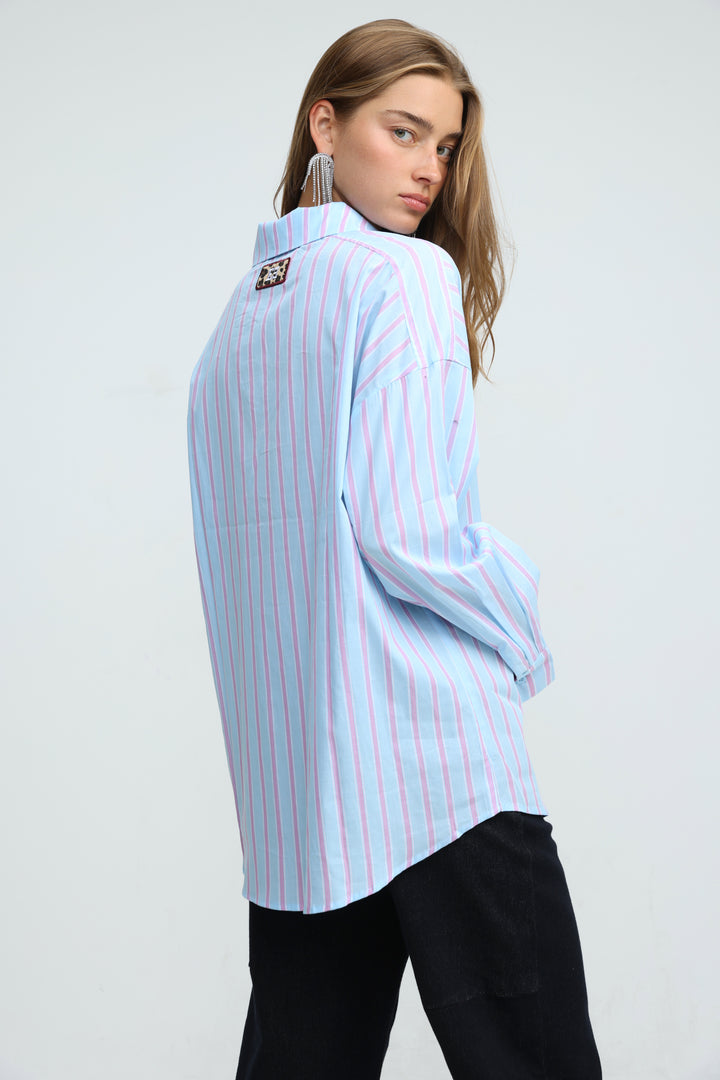 Relaxed Striped Light Blue Buttoned Shirt