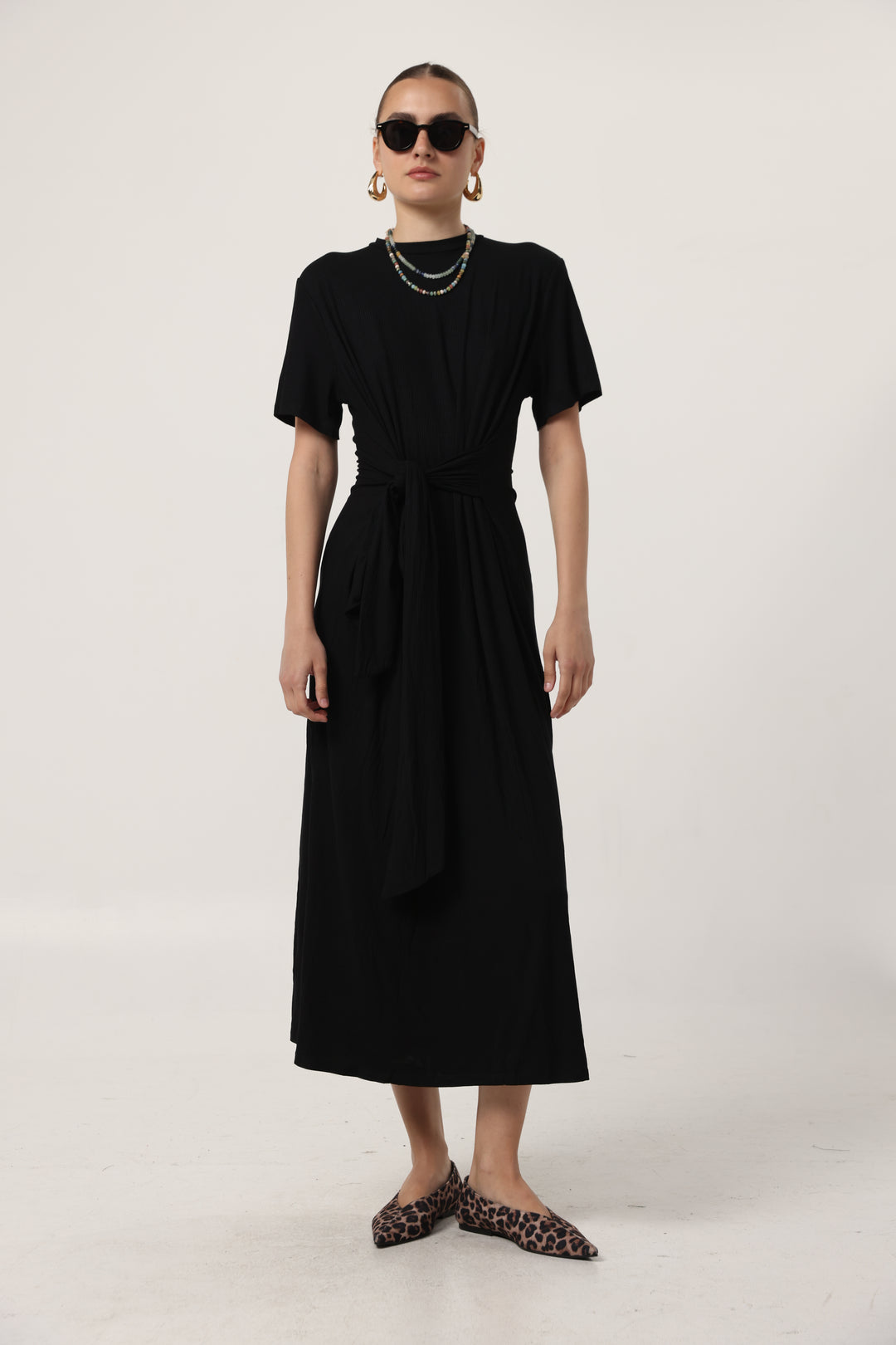 Tie Front Black Dress