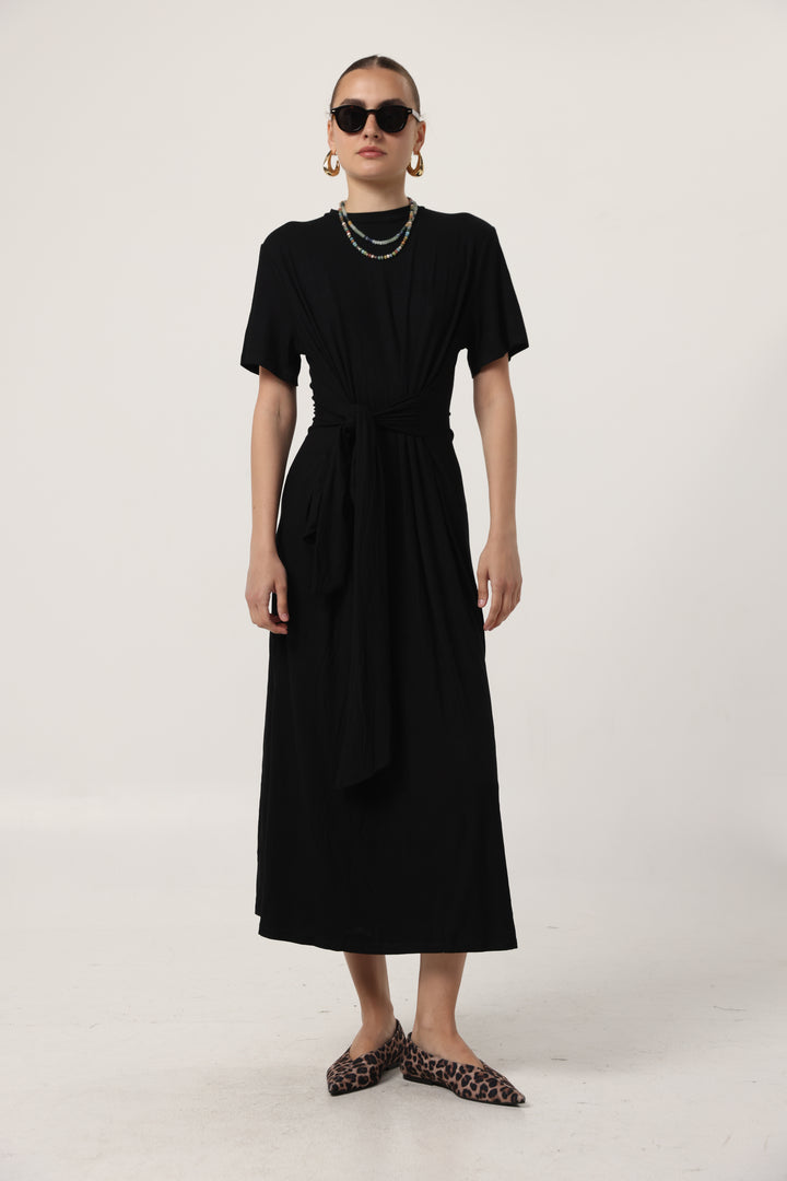 Tie Front Black Dress