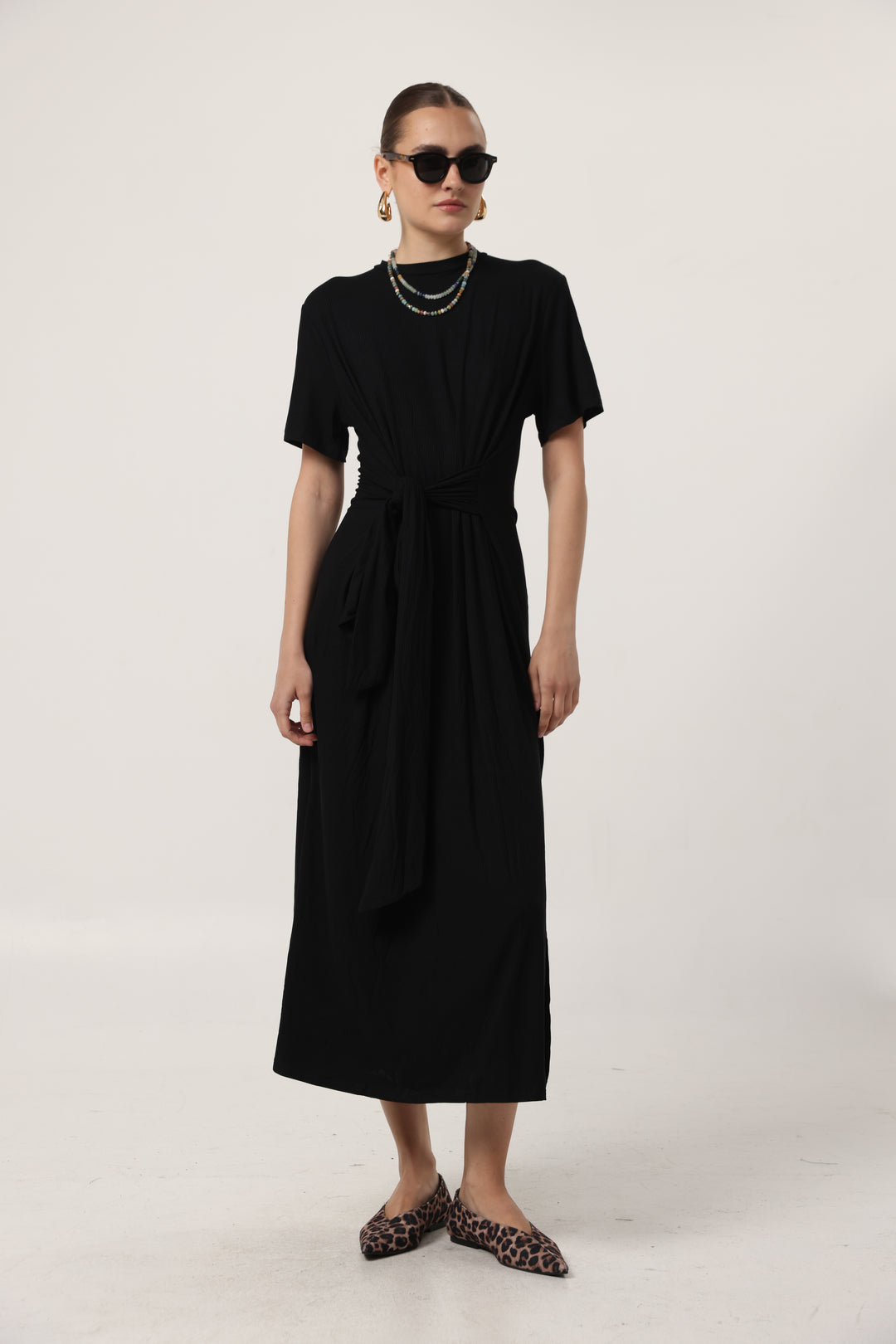 Tie Front Black Dress