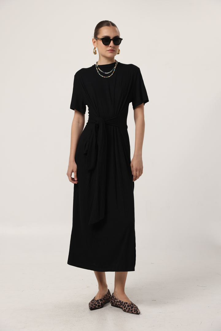 Tie Front Black Dress