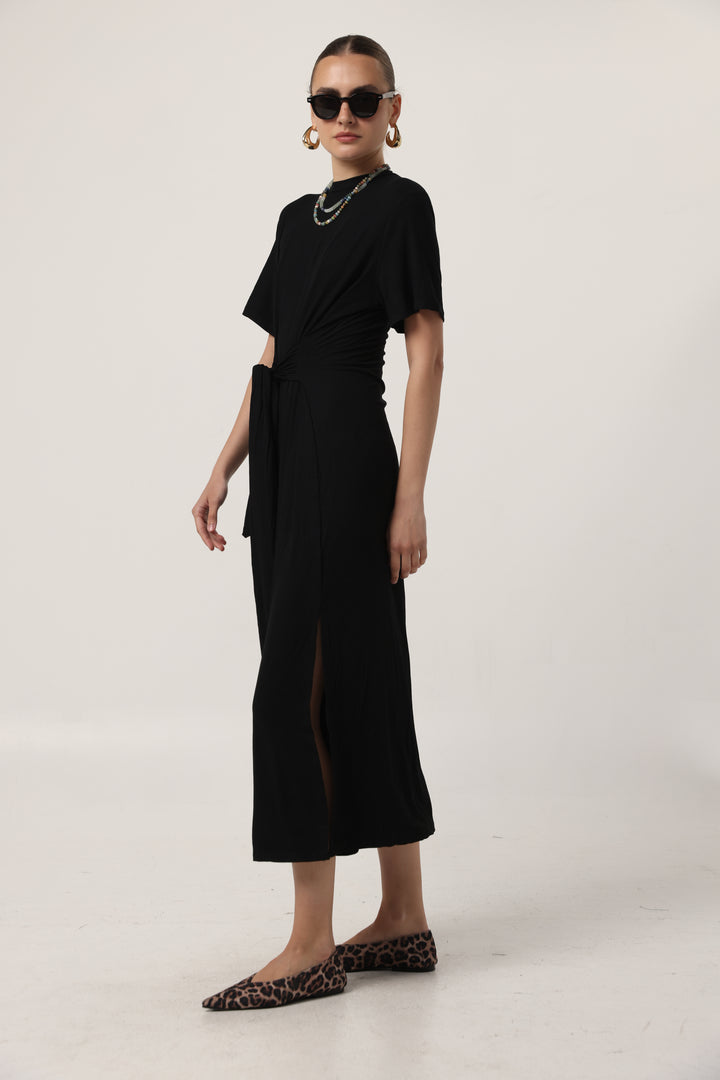 Tie Front Black Dress