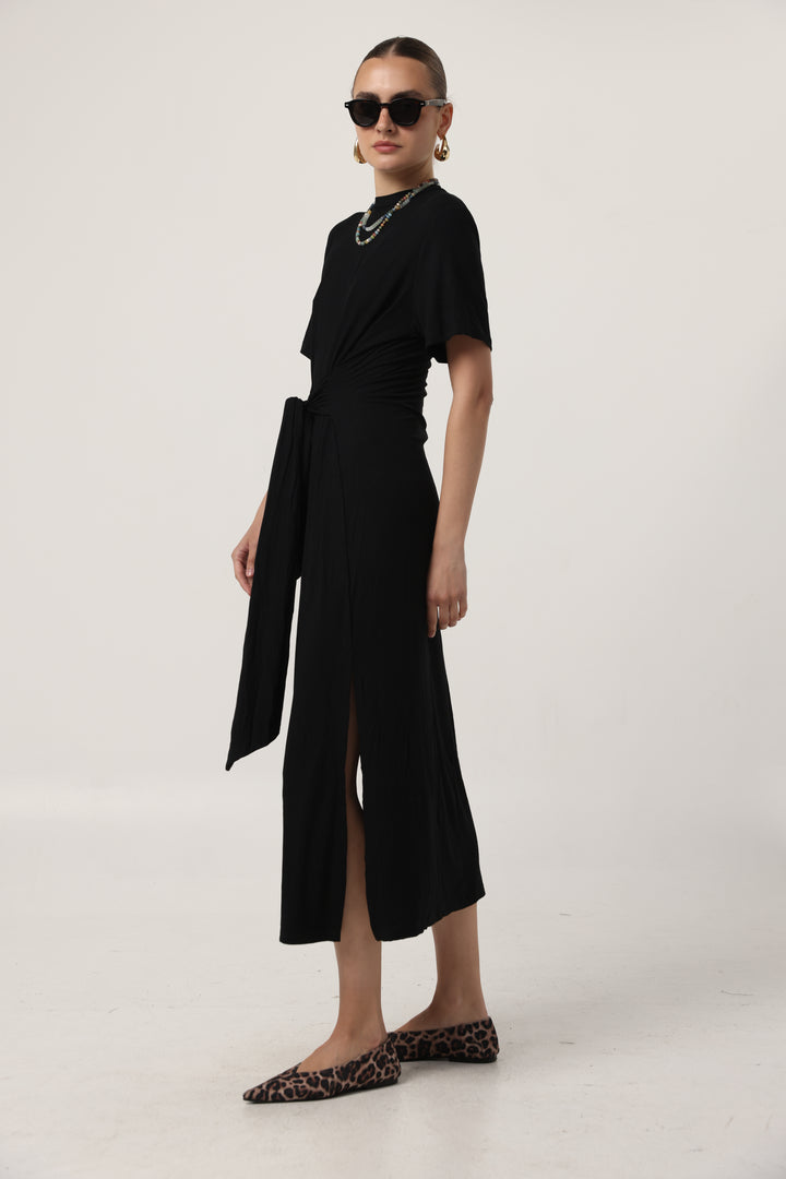 Tie Front Black Dress