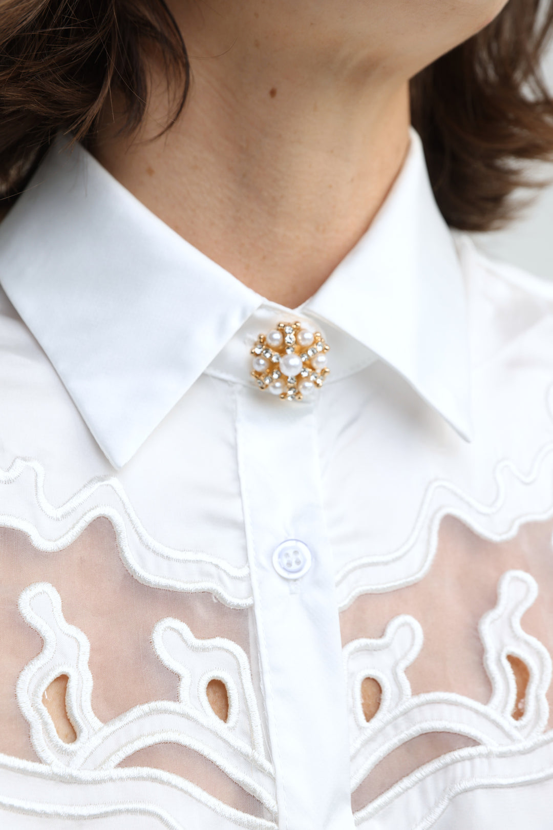 Pearl Crystal Cluster Button